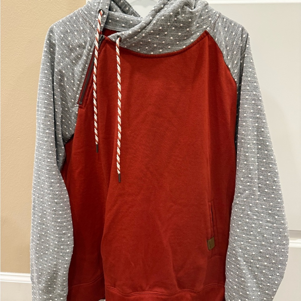 Women’s Red and Gray Maurices Hooded Sweater